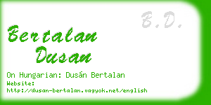 bertalan dusan business card